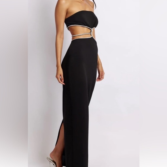 MESHKI - strapless dress in black and silver - Picture 3 of 4